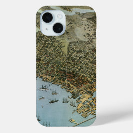 アンティークマップエアリアルビューシティオブシアトルワシントン iPhone 15ケース