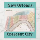アンティークマップニューオーリンズLAクレセントシティニックネーム ワインラベル (シングルラベル)