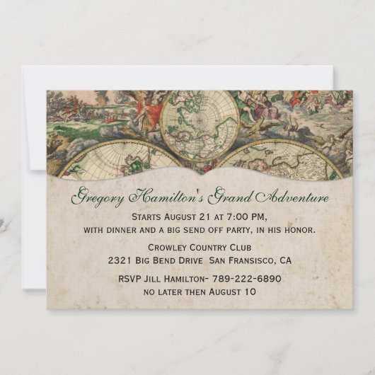 アンティークマップパーティの招待状 招待状 (正面)