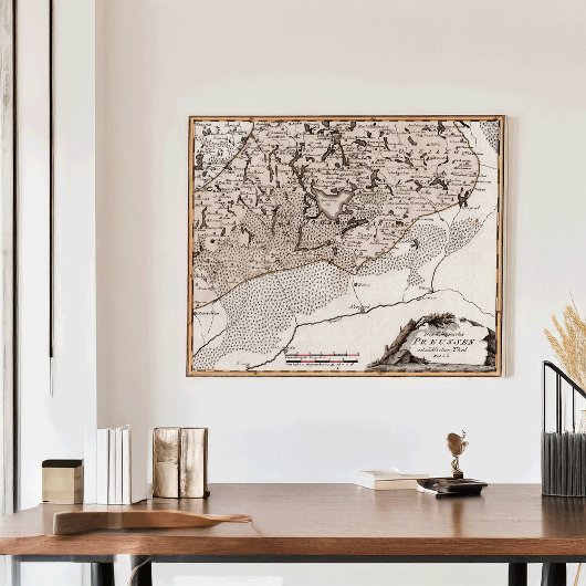 アンティークマッププロシア/ポーランドマスーリアレイクスナードウィー ポスター