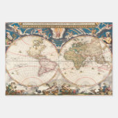 アンティークマップ重い重さのデカップラッピング紙 ラッピングペーパーシート (正面)