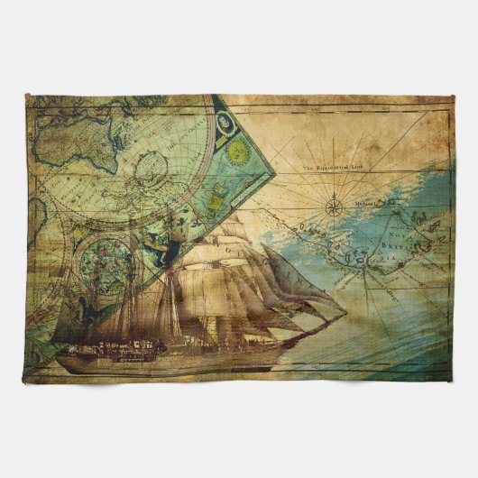 アンティークマップ – キッチンタオル (横)