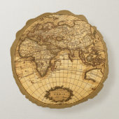 アンティークマップ(セピア色) ラウンドクッション (裏面)
