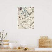 アンティークマップ(WorldMap of EuropeMatthaus 11) ポスター (キッチン)