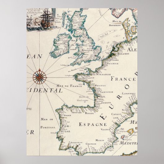 アンティークマップ(WorldMap of EuropeMatthaus 11) ポスター (正面)