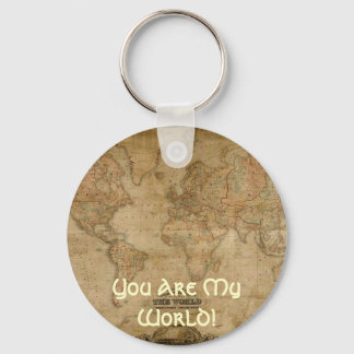 アンティークマップYou are My World Romantic Keychain キーホルダー