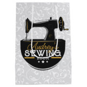 アンティークミシン 名入れ 仕立て屋 洋裁師 ミディアムペーパーバッグ (裏面)