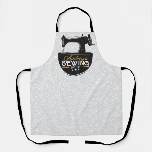 アンティークミシン 縫製士 仕立て屋 エプロン (正面)