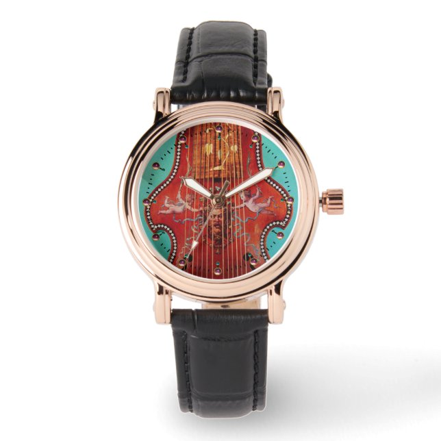 アンティークミュージカル楽器，ライラダガンバミュージック 腕時計 (正面)