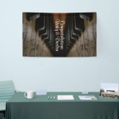 アンティークミュージックピアノレッスンカスタム文字 横断幕 (トレードショー)