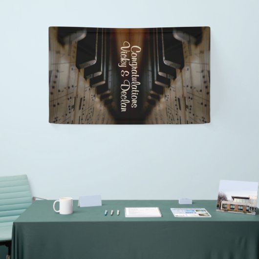 アンティークミュージックピアノレッスンカスタム文字 横断幕 (トレードショー)