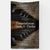 アンティークミュージックピアノレッスンカスタム文字 横断幕 (縦)