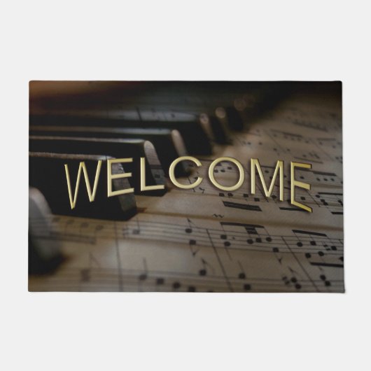 アンティークミュージックピアノ鍵 ドアマット (正面)