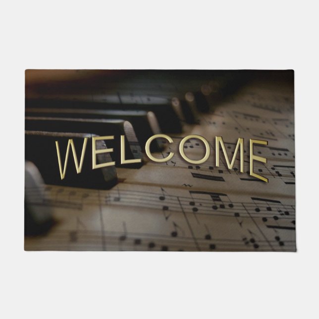 アンティークミュージックピアノ鍵 ドアマット (正面)