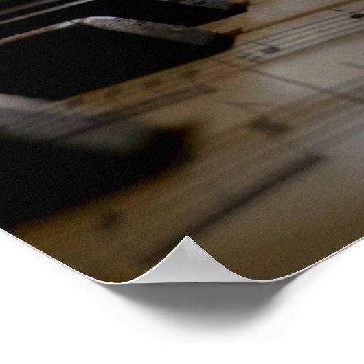 アンティークミュージックピアノ鍵 ポスター (角)