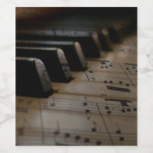 アンティークミュージックピアノ鍵 ワインラベル (シングルラベル)