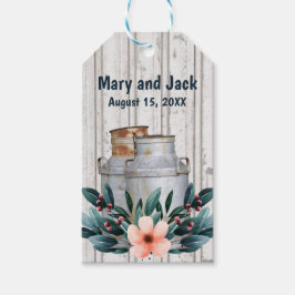 アンティークミルク素朴缶モノグラ結婚ムの金属 ギフトタグ