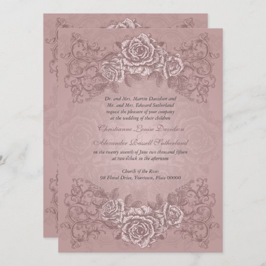 アンティークムーヴバラ結婚式招待状 招待状 (正面/裏面)
