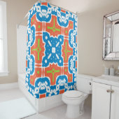 アンティークメキシカンタラベラ・セラミック。ヴィンテージシームレス シャワーカーテン (インサイチュ)