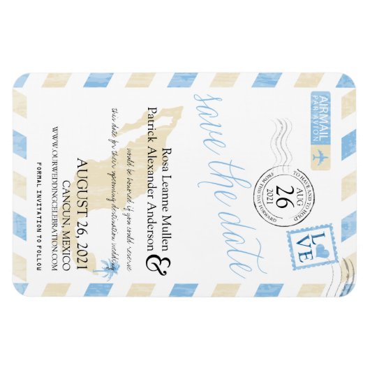 アンティークメキシコエアメール日付を保存 マグネット (横)