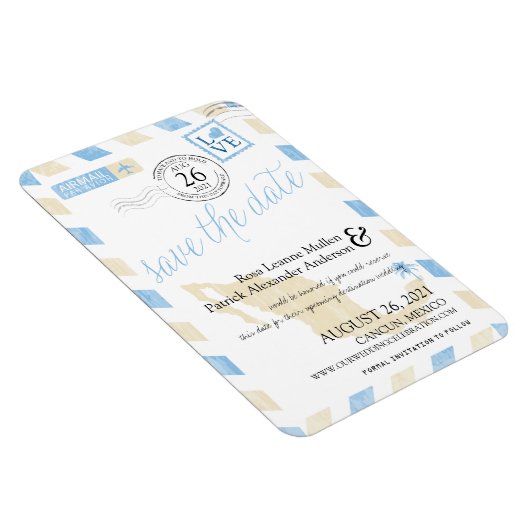 アンティークメキシコエアメール日付を保存 マグネット (右側)