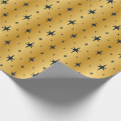 アンティークメタリック金ゴールドとネイビーブルースターズ ラッピングペーパー (角)