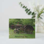 アンティークメタルホイールトラクター ポストカード (スタンド正面)