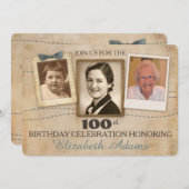 アンティークメモリ | 3枚の写真招待状 招待状 (正面/裏面)