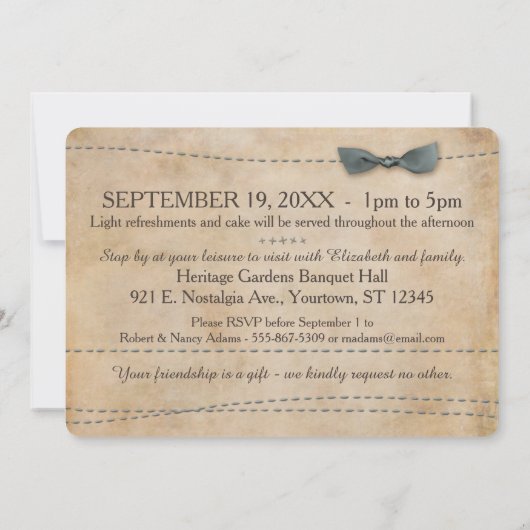 アンティークメモリ | 3枚の写真招待状 招待状 (裏面)