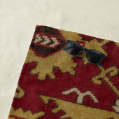 アンティークモノグラムのオリエンタルペルシアレッド ビーチタオル (インサイチュ)