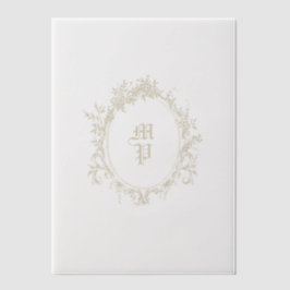 アンティークモノグラムリースロマンチック書 ベラム紙招待状