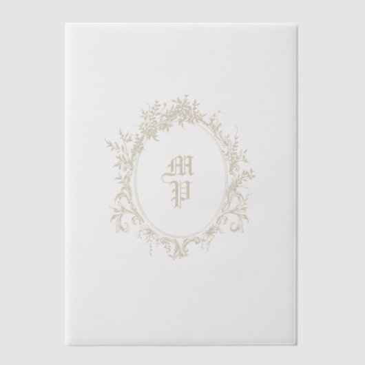 アンティークモノグラムリースロマンチック書 ベラム紙招待状 (正面)