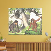 アンティークモンキーインジャングルプリント キャンバスプリント (インサイチュ (リビング))