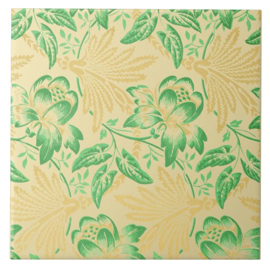 アンティークモーニンググローリーフランスのフローラルパターンプリント タイル (正面)