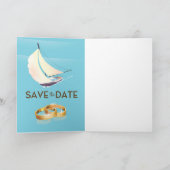 アンティークヨットと結婚指輪のSave the Date ノートカード (内部)