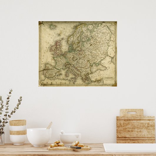 アンティークヨーロッパの地図 ポスター (キッチン)