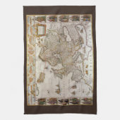 アンティークヨーロッパの地図Willem Jansz Blaeu, c1617 キッチンタオル (縦)