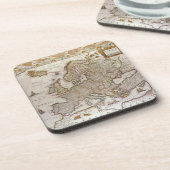 アンティークヨーロッパの地図Willem Jansz Blaeu, c1617 コースター (左側)