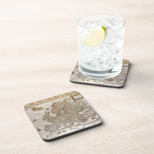 アンティークヨーロッパの地図Willem Jansz Blaeu, c1617 コースター (右側)