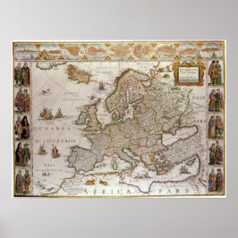 アンティークヨーロッパの地図Willem Jansz Blaeu, c1617 ポスター