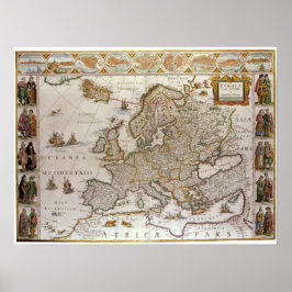 アンティークヨーロッパの地図Willem Jansz Blaeu, c1617 ポスター