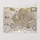 アンティークヨーロッパの地図Willem Jansz Blaeu, c1617 ポストカード (正面)