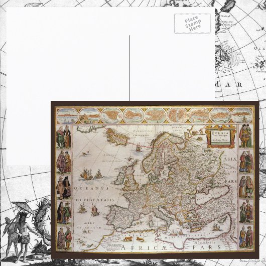 アンティークヨーロッパの地図Willem Jansz Blaeu, c1617 ポストカード