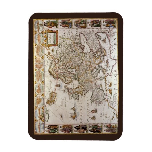 アンティークヨーロッパの地図Willem Jansz Blaeu, c1617 マグネット (縦)