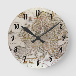 アンティークヨーロッパの地図Willem Jansz Blaeu, c1617 ラウンド壁時計