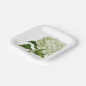 アンティークライトグリーンとホワイトアジサイの花 ペーパープレート (傾斜あり)