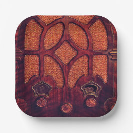 アンティークラジオウッドアートデコ大聖堂ブラウン ペーパープレート