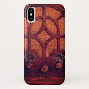 アンティークラジオウッドアートデコ大聖堂ブラウン iPhone X ケース