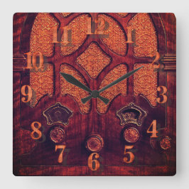 アンティークラジオエレガントウッドアールデコ大聖堂 スクエア壁時計