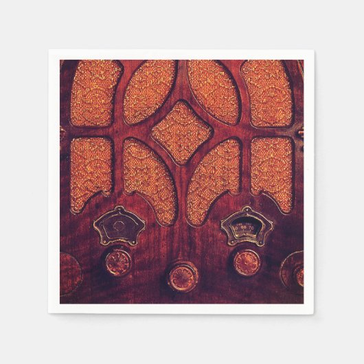 アンティークラジオエレガントウッドアールデコ大聖堂 スタンダードカクテルナプキン (正面)